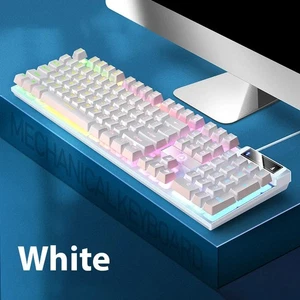 K500 Keyboard Mixed Color White Keycaps 104 Keys Wired Gaming Keyboard Laptop PC - Picture 1 of 7