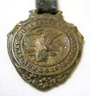 Old 14k Gold Plated State of ILLINOIS Bronze Eagle Logo Pocket Watch FOB w/Strap