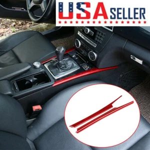 ABS Red Central Control Gear Side Box Trim Strip For Benz C-Class W204 2008-2013 - Picture 1 of 9