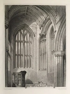 Impresión antigua de 1852; Iglesia del Santo Rudo, Stirling, Escocia después de Billings - Imagen 1 de 2