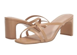 Neu mit Etikett The Drop Amelie Slipper eckige Zehenpartie Größe US 7,5 Riemchen hautfarben hellbraun - Bild 1 von 12