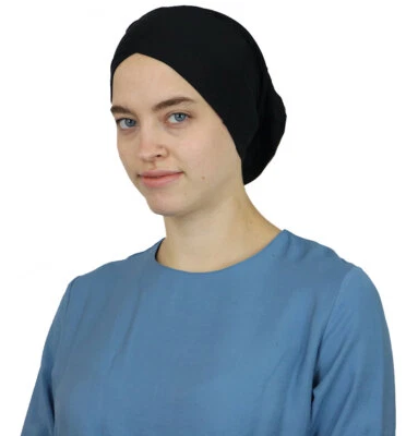 Camiseta islâmica turca Modefa tubo cruzado hijab capota lenço - Preto - Imagem 1 de 3