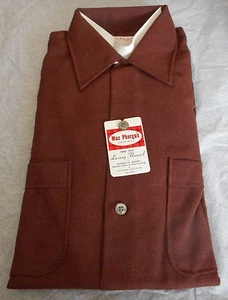 NOS 50's MacPHERGUS Maroon + Black Flecked! Long Sleeve Loop Collar ROCKABILLY M - Picture 1 of 3