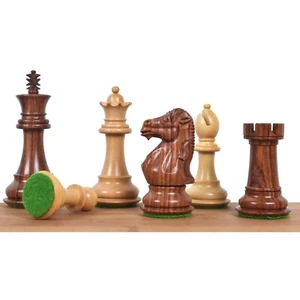 3.9" Royal Knight Staunton Chess Pieces Only set- Triple Weight Golden Rosewood - Picture 1 of 10