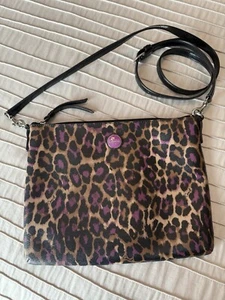 COACH Leather Animal Print Crossbody Bag, Outer Zip, Neutral/purple Leopard - Picture 1 of 7
