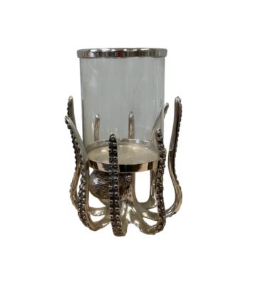Loft1850 Medium Silver Octopus Hurricane/Lantern/Candle Holder - Image 1 of 4
