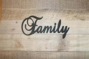 FAMILY 2D Wall Sign Decor 9 3/4" 3D Printed Wall Art Spell Out Cursive Writing - Picture 1 of 5