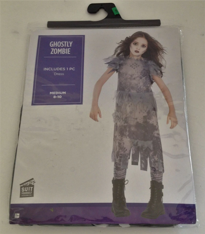 Girls Ghostly Zombie Costume M 8-10 1pc Dress Kids Medium