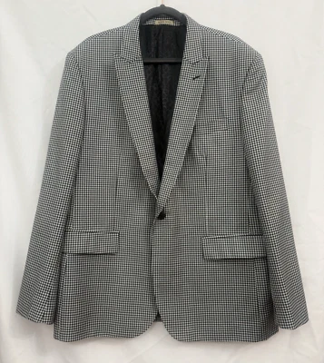 Rossi Man Blazer Mens 46R 100% Wool Noah Super 150s Jacket Black White Check - Image 1 of 4