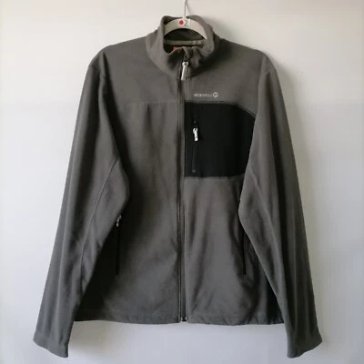 Merrell Mens Gray Black Long Sleeve Full Zip Fleece Bomber Jacket Size M - Image 1 of 4