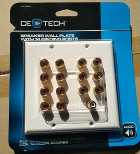 Placa de pared de altavoz CE TECH 14 postes de unión enchapados en oro. Nuevo en paquete. - Imagen 1 de 2