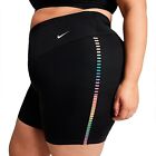 Nike One Women's Plus Rainbow Ladder 7' Shorts 1X Black Free Shipping Nwt