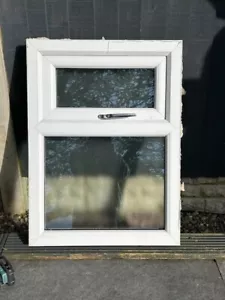 UPVC WINDOW IN WHITE - DOUBLE GLAZED OBSCURE GLASS TOP OPENER - Picture 1 of 4