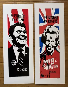 Frank Kozik SIGNIERT 2 10x27 Ronald Reagan & Margaret Thatcher Drucke HANDSIGNIERT - Bild 1 von 6