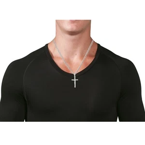 Collar colgante crucifijo texturizado de plata de ley. - Imagen 1 de 5