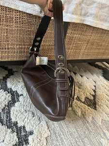 NUEVAS ETIQUETAS COACH Bolso de Hombro de Cuero Completo Vintage Cartera, Borla Marrón Y2K - Imagen 1 de 14