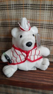 Coca Cola ~ Bean Bag Plush ~ Polar Bear in Soda Fountain Outfit ~ 1998 - Picture 1 of 9