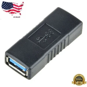 USB 3.0 Type A Female to Female Adapter Coupler Gender Changer Connector Black - Picture 1 of 9