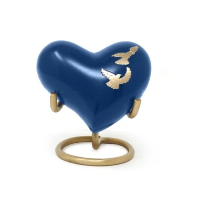 Flying Doves Heart Keepsake Urn – Small Brass Memorial Urn for Human Ashes - Image 1 of 4