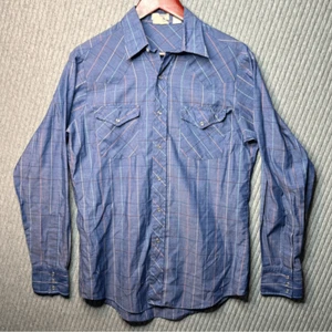 Camisa a presión vintage LEE perla a cuadros occidental manga larga abotonada para hombre mediana - Imagen 1 de 13