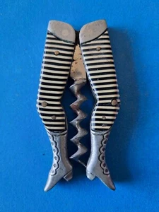 19th Century German Celluloid Ladies Legs Corkscrew Black & White Stripes - Picture 1 of 2