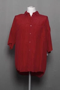 Jean Legalli Herren Seidenhemd Hemd M rot uni Kurzarm Kentkragen 100% Seide E123 - Bild 1 von 5