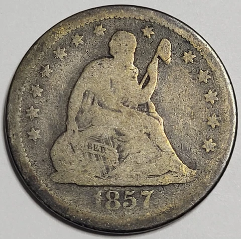 1857 Seated Liberty 25c Quarter - VG Cover