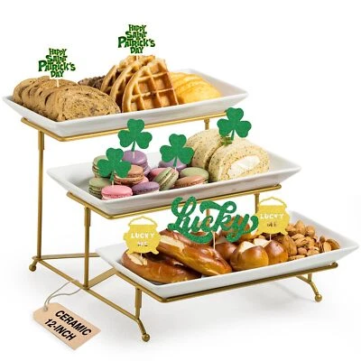 3 Tier Serving Stand Porcelain Serving Platter Tier Serving Trays With Collapsib - Image 1 of 4