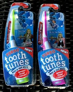 2x Turbo Tooth Tunes Toothbrush Hannah Montana “Rock Star” & "We got the party" 
