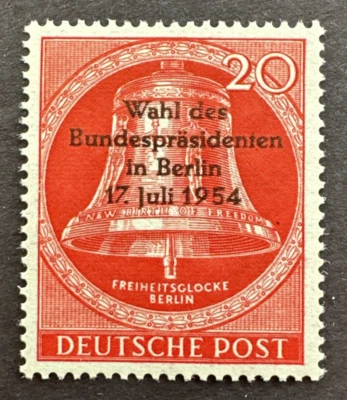Alemania Berlín 1954 Sc# 9N106 Campana Sobreimpresa Sello MNH Foto 1 de 2