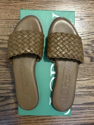 NEW JCrew Womens Georgina Woven Leather Sandals English Saddle Size 9 NWT - Image 1 of 3