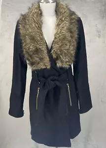 Vintage 2Bbebe Faux Fur Jacket Y2K Black Small Penny Lane - Picture 1 of 15