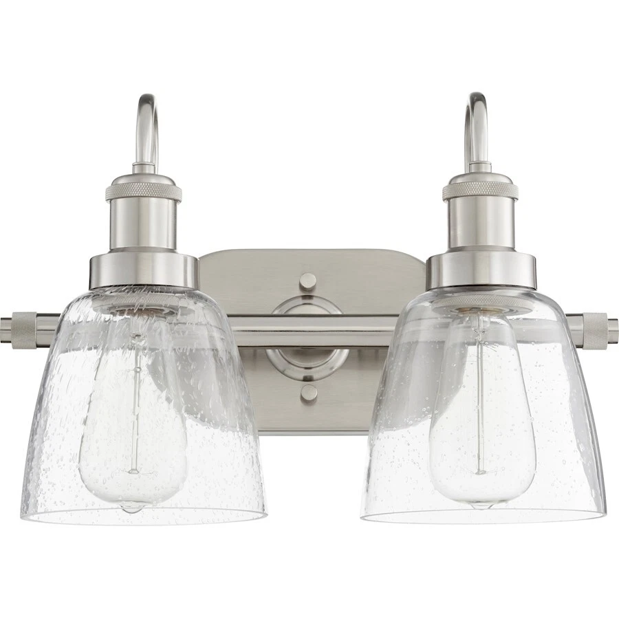 Quorum 2 Light Clear/Seeded Vanity, Satin Nickel - 508-2-65 - Image 1 of 1
