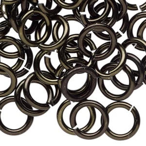 Jump ring, aluminum, black, 12mm round, 7.9mm inside diameter, 12 gauge x 10 - Picture 1 of 1