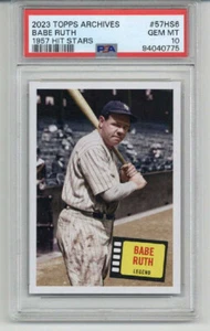 2023 TOPPS ARCHIVES 1957 HIT STARS #57HS6 BABE RUTH CARD YANKEES PSA 10 LOW POP - Picture 1 of 2