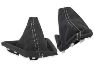 FOR BMW F20/F21 2011-2019 GEAR SHIFT + EBRAKE GAITER ALCANTARA STITCHING WHITE - Picture 1 of 5