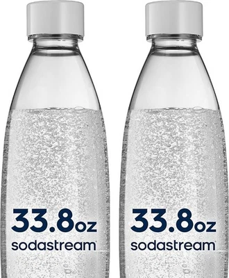 Botellas carbonatantes delgadas blancas SodaStream 1L paquete doble reutilizables sin BPA Foto 1 de 4
