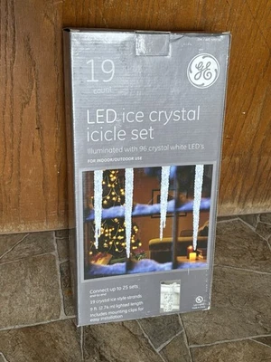 GE 19 Count Ice Crystal White LED Clear Icicle Christmas Lights 9 ft. Length - Image 1 of 2