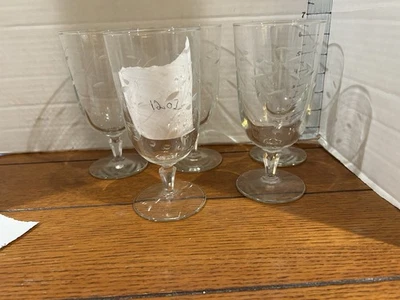 Rare Vintage 12 oz. Libbey WINDSWEPT ice tea Goblets Glasses ~ Set of 5 - Image 1 of 4
