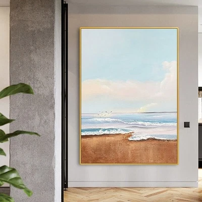Landscape Hand Painted Abstract Beach Scenery Decorative Modern Canvas Painting - image 1 of 4
