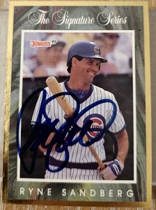 1991 Donruss Elite Signature Series Ryne Sandberg Auto 4471/5000 BOLD BLUE SIG - Picture 1 of 2