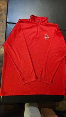 Houston Rockets Majestic 1/4 Zip Long Sleeve Casual Pullover Mens 3XLT Tall Red - Image 1 of 4