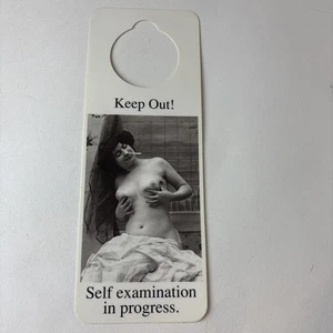 VTG 1989 aDOORnments Nude Woman Keep Out Self Exam in progress Door Knob Hanger - Picture 1 of 6