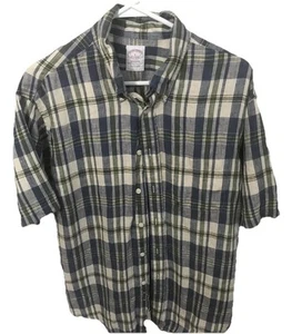 BROOKS BROTHERS MADISON Est 1818 BAUMWOLLE LOGO KARIERTES KLEID HEMD, GRÖSSE L - Bild 1 von 2