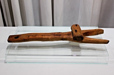 Antique Primitive Large Wooden Fork  Stick Country Farm Kitchen Hang Hole 18" - Image 1 of 2