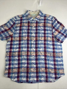 TOMMY BAHAMA Mens Short Sleeve Button 100% Linen Shirt - Blue Floral - SIZE L - Picture 1 of 7