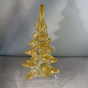 Vintage Glas 6,25" Weihnachtsbaum Goldspitze Taiwan Weihnachtsdorf Dekor - Bild 1 von 10