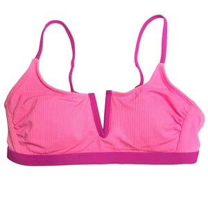 Salt + Cove Ribbed V-Wire Padded Bralette Bikini Top Small Pink Juniors' Swim - Picture 1 of 8