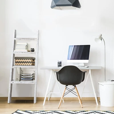 4-Tier Blanket Ladder Leaning Bookshelf Bathroom Shelving Decorative Ladder over — 第 1/4 张图片