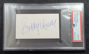 BOBBY UNSER Cut Signature-1968-1975-1981 INDY 500 WINNER-PSA 9 Auto - Picture 1 of 4
